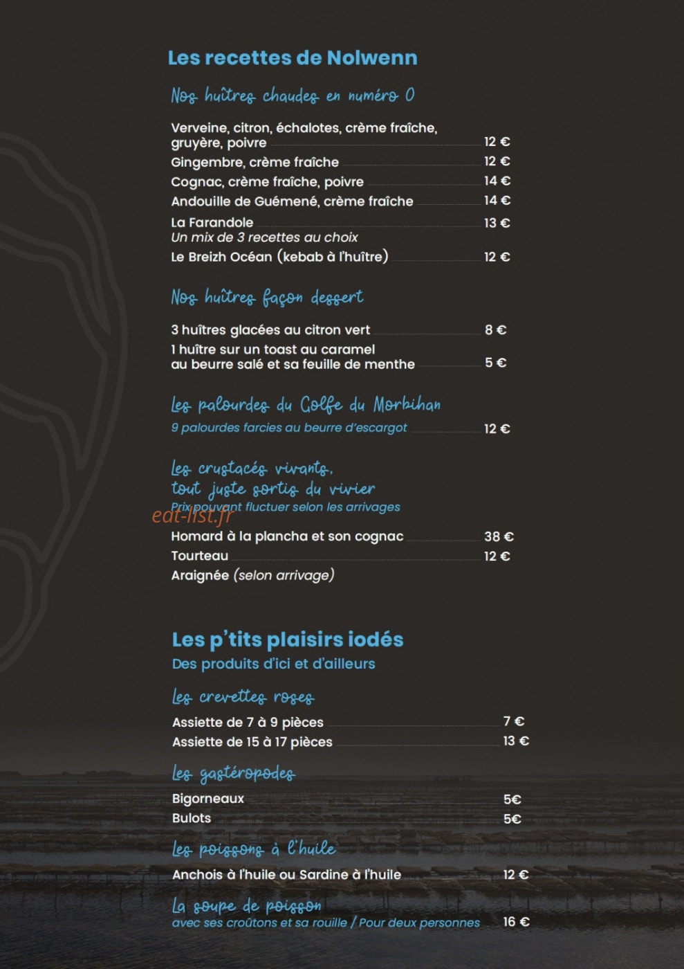 Carte et menu de La Belle d'Ilur à Sene — Les recettes de Nolwenn