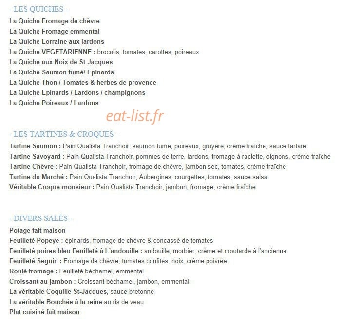 La Huche à Pain — carte page 2