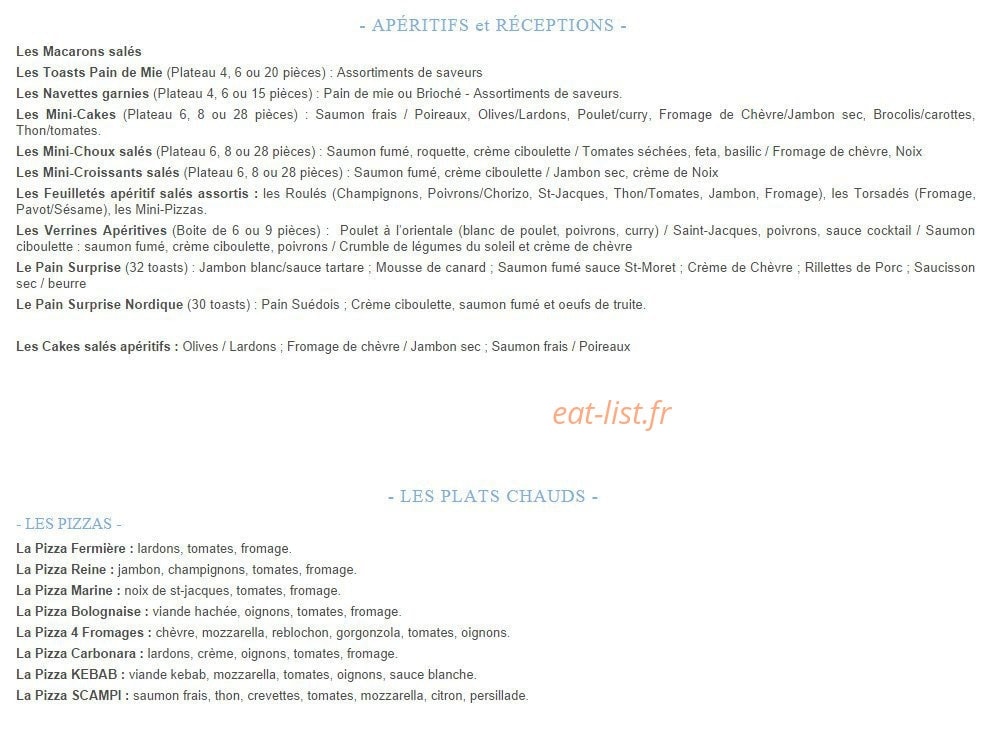 La Huche à Pain — carte page 1