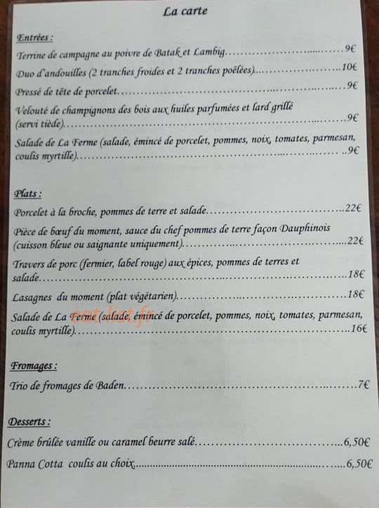 A la Ferme — carte page 1