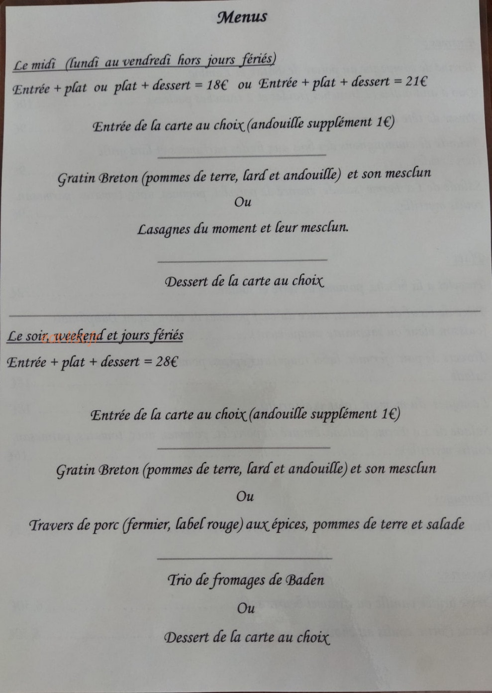 A la Ferme — carte page 2