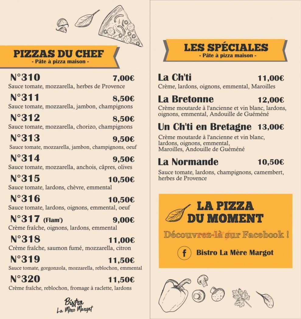 Bistro La Mère Margot — carte page 1
