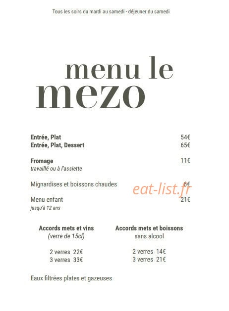 La Table du Mezo — carte page 1