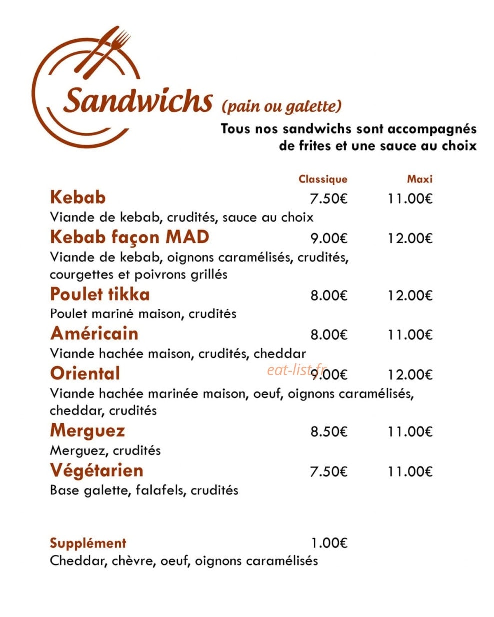 Restaurant mad — carte page 2