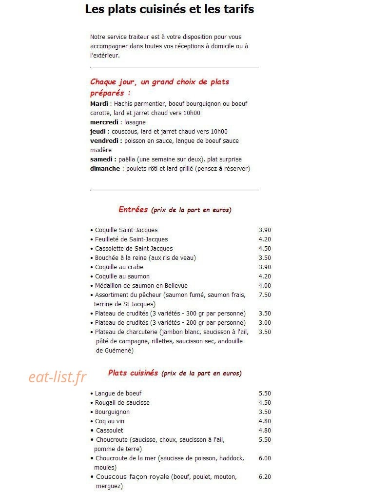 Boucherie Richard — carte page 2