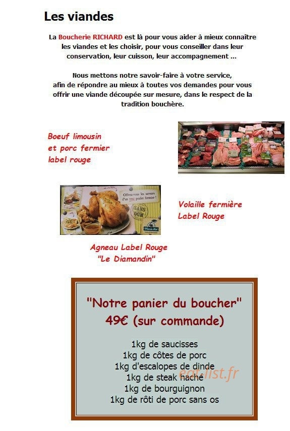 Boucherie Richard — carte page 1