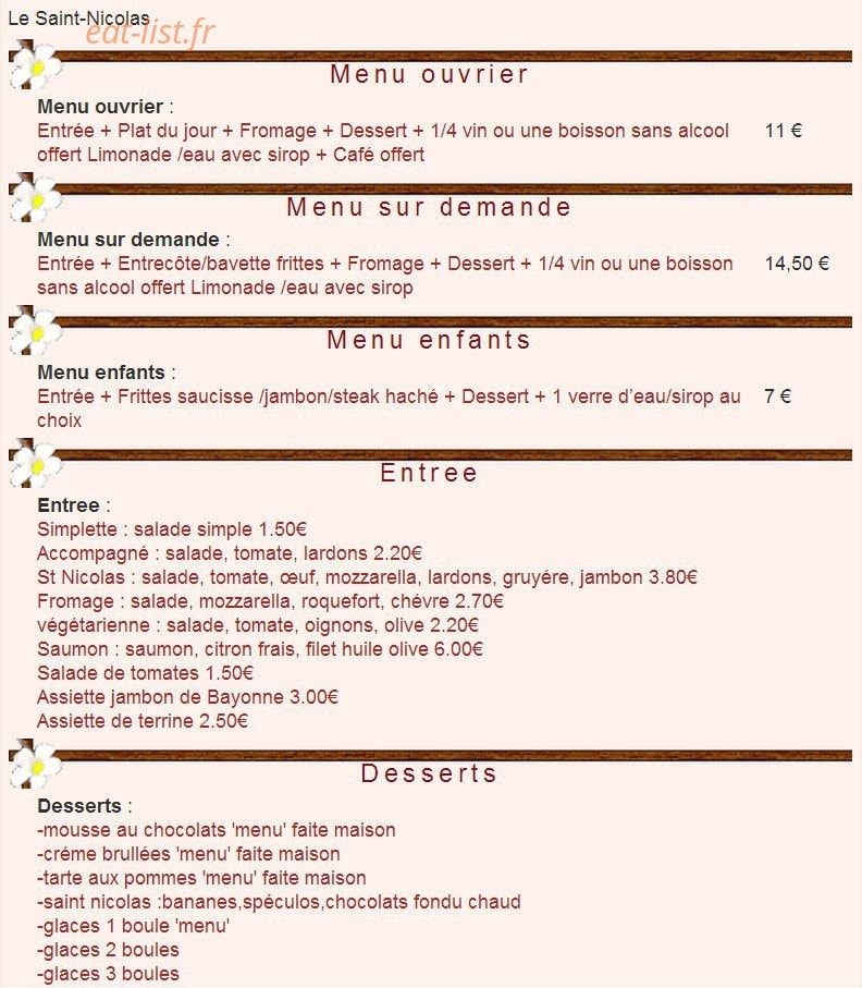 Le Saint Nicolas — carte page 1