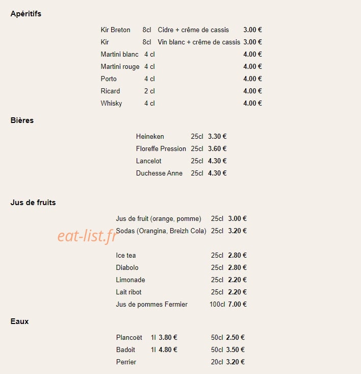 Crêperie du Bourg — carte page 8