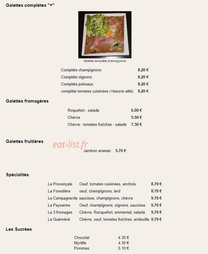 Crêperie du Bourg — carte page 2