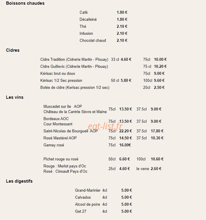 Crêperie du Bourg — carte page 9