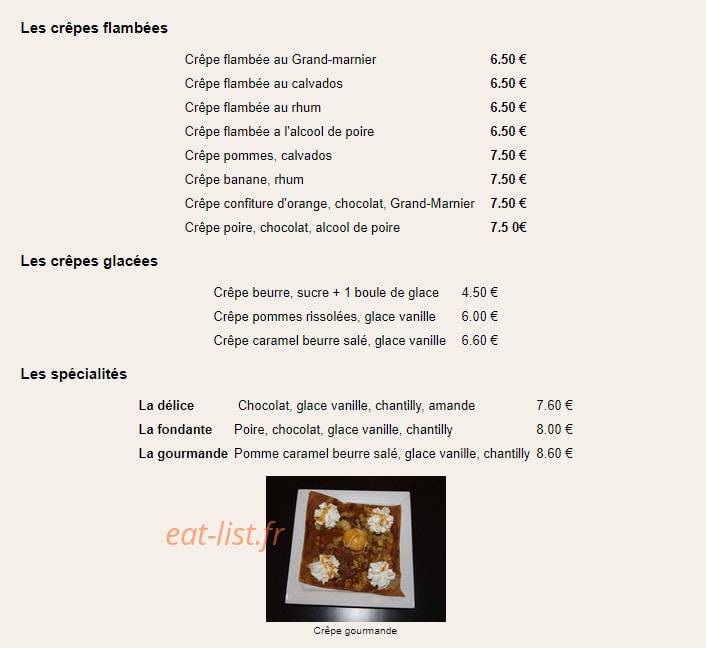 Crêperie du Bourg — carte page 4