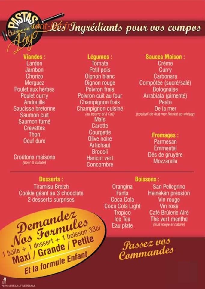 Pastas payo — carte page 1