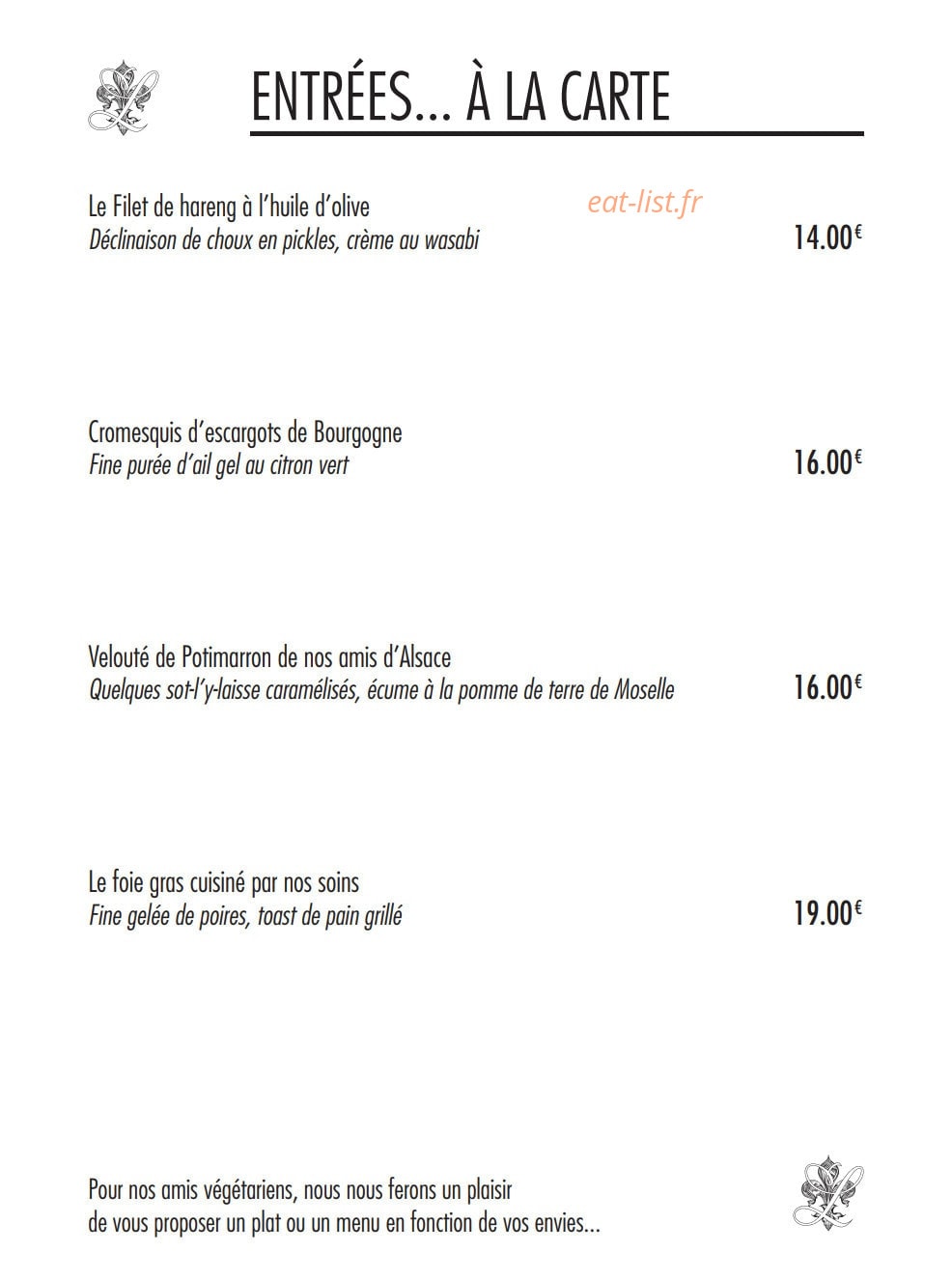 Au Petit Louis — carte page 1