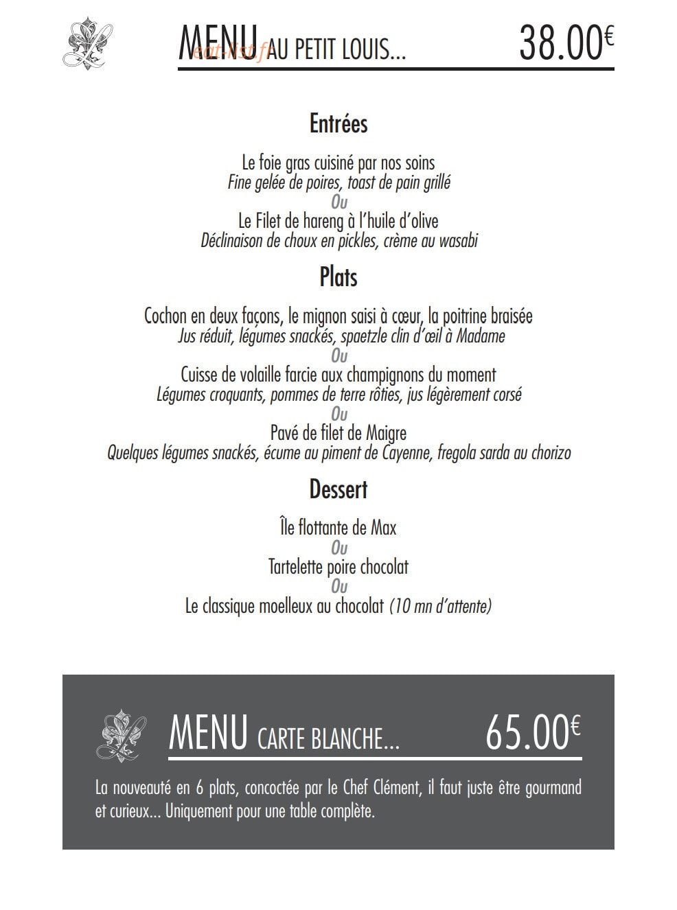 Au Petit Louis — carte page 3