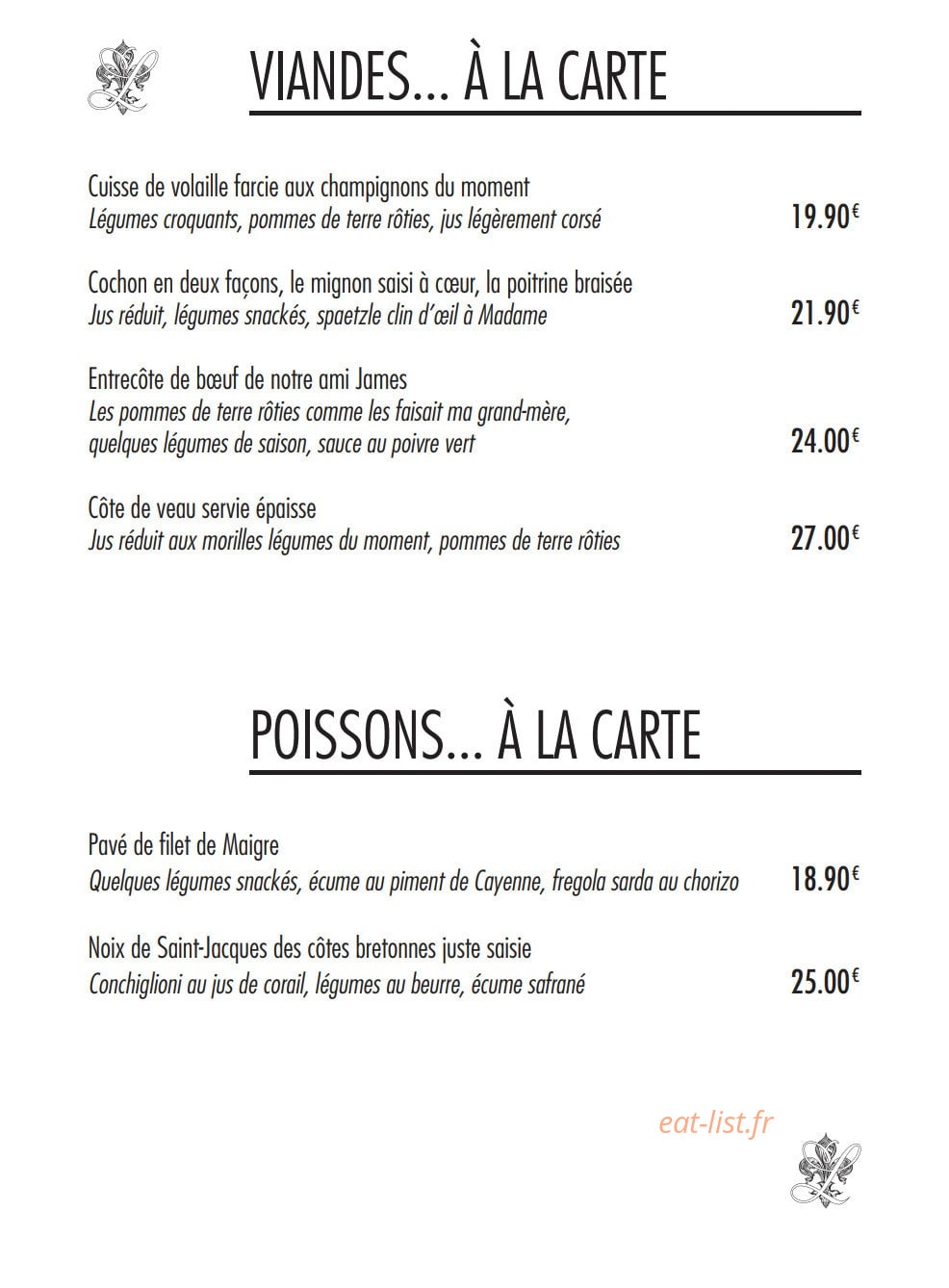 Au Petit Louis — carte page 2