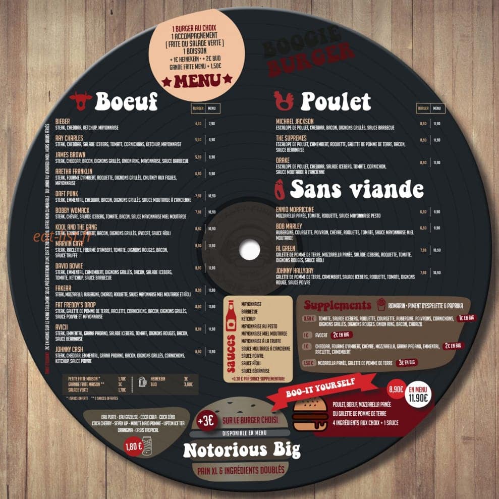 Boogie Burger — carte page 1