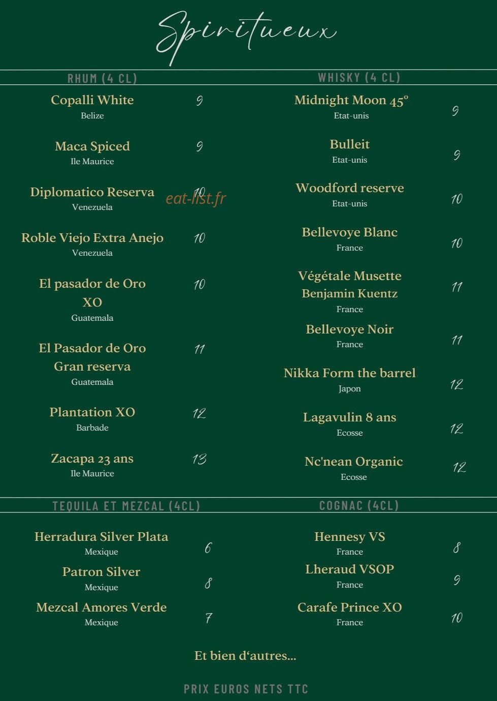 Bottle Bar — carte page 9