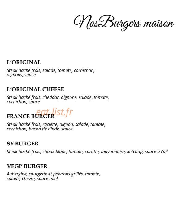 Burger et Plus — carte page 2