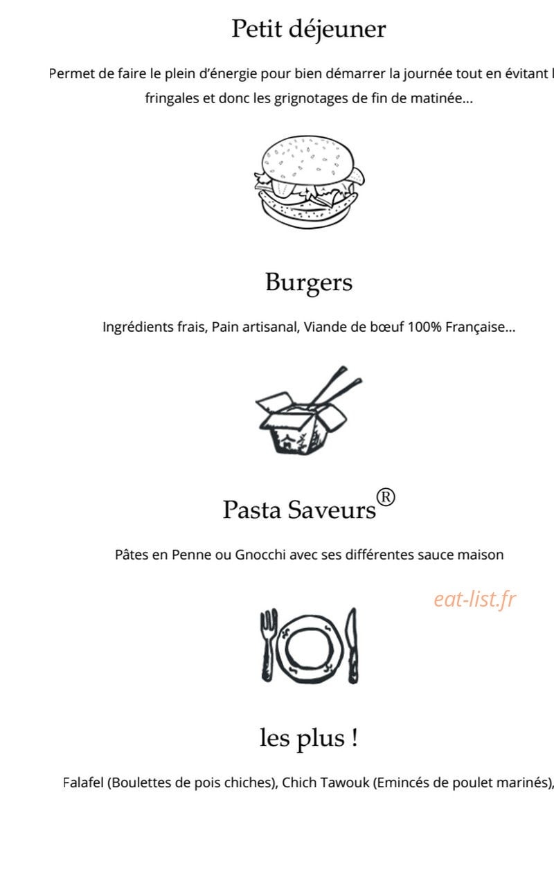 Burger et Plus — carte page 1