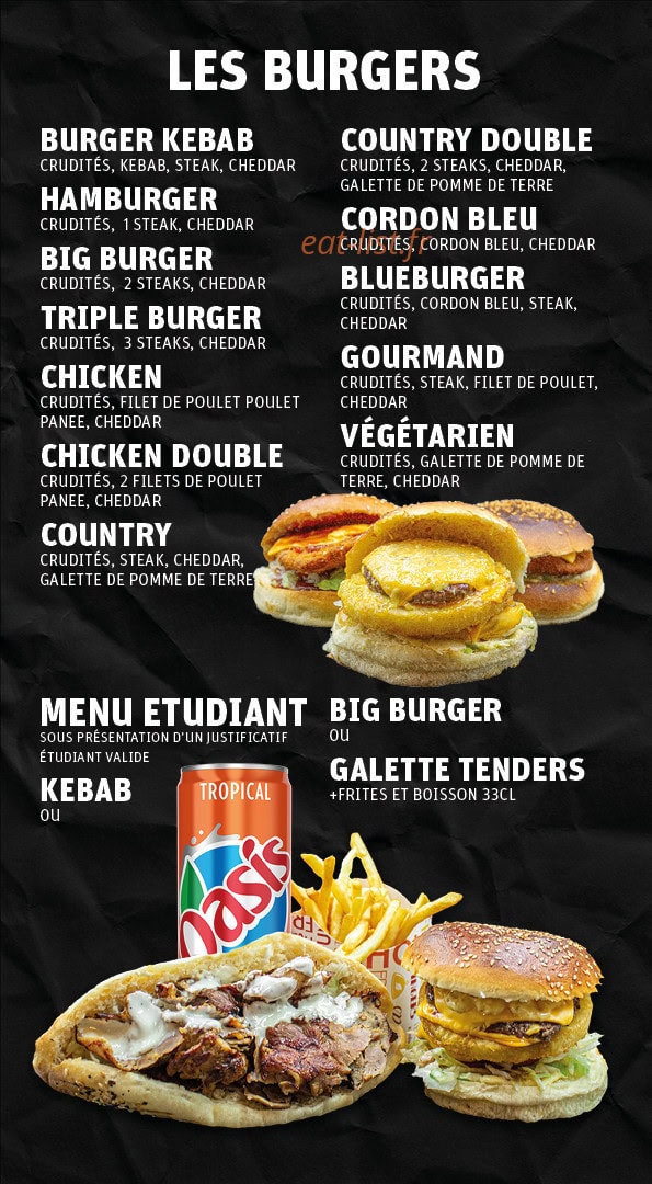 Burger Kebab — carte page 1