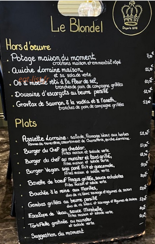 Café Blondel — carte page 1