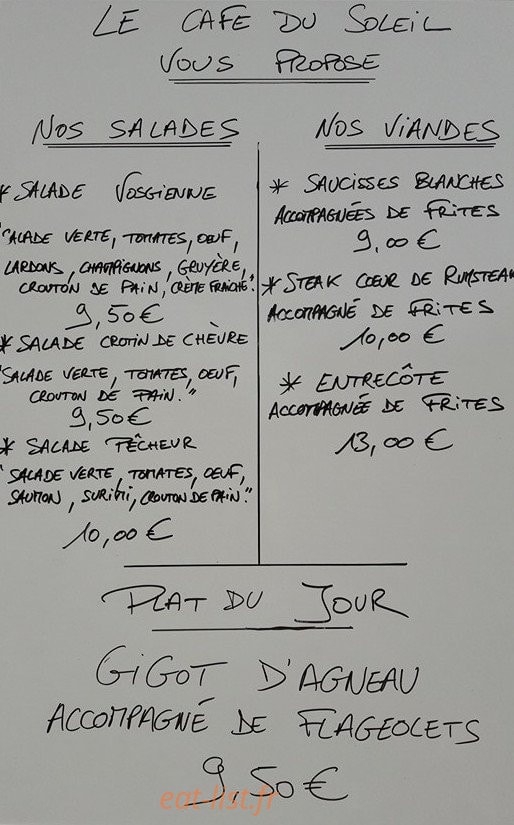Café du Soleil — carte page 2