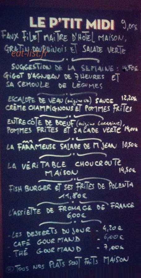 Café Rubis — carte page 1