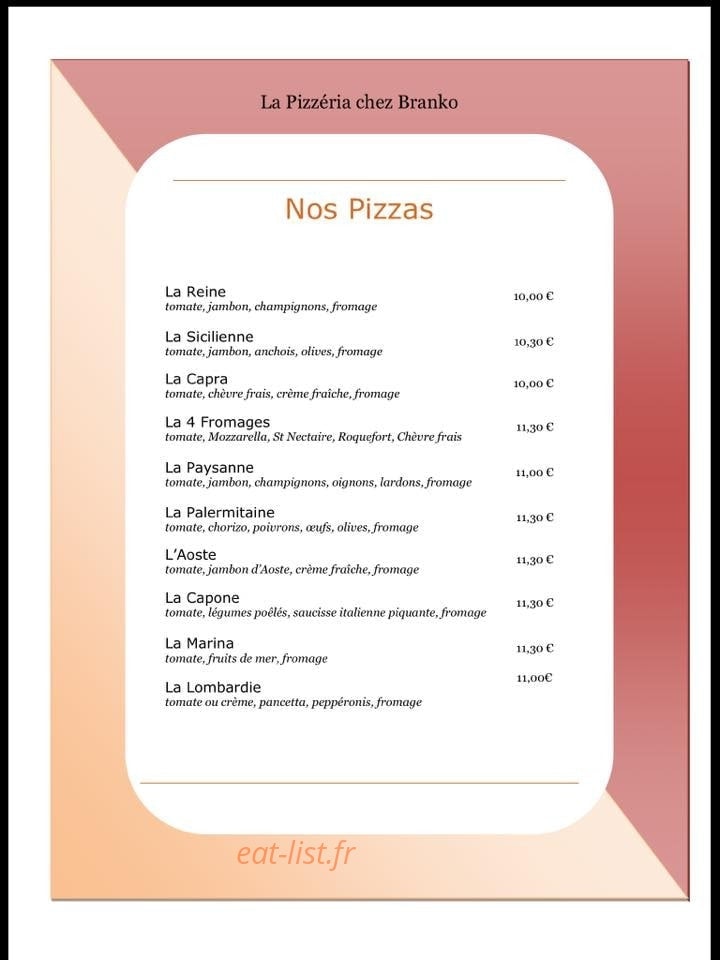chez branko — carte page 1