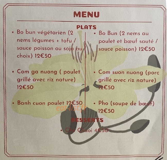 Chez Kim — carte page 1