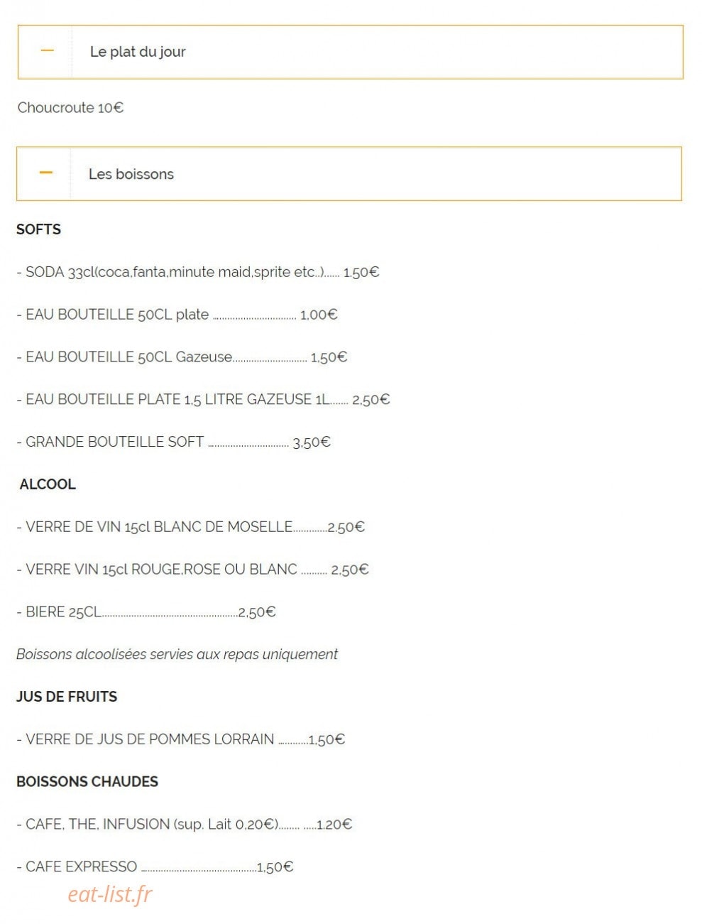 Chez Mauricette — carte page 16