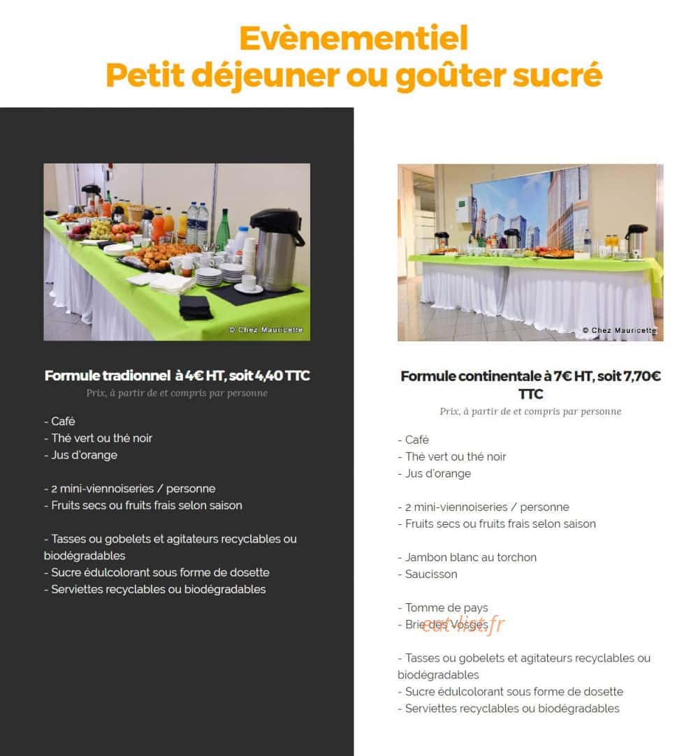Chez Mauricette — carte page 1