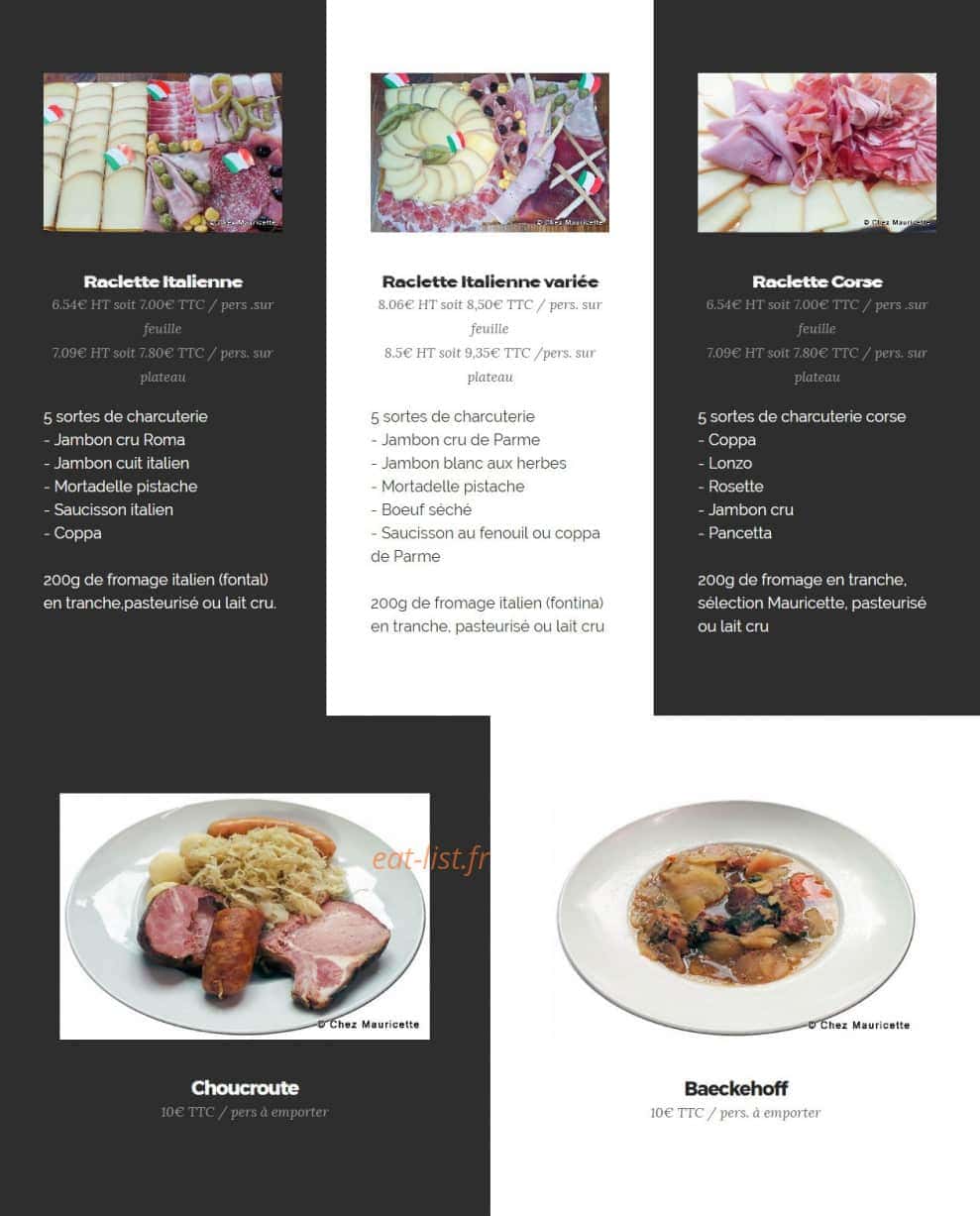 Chez Mauricette — carte page 10