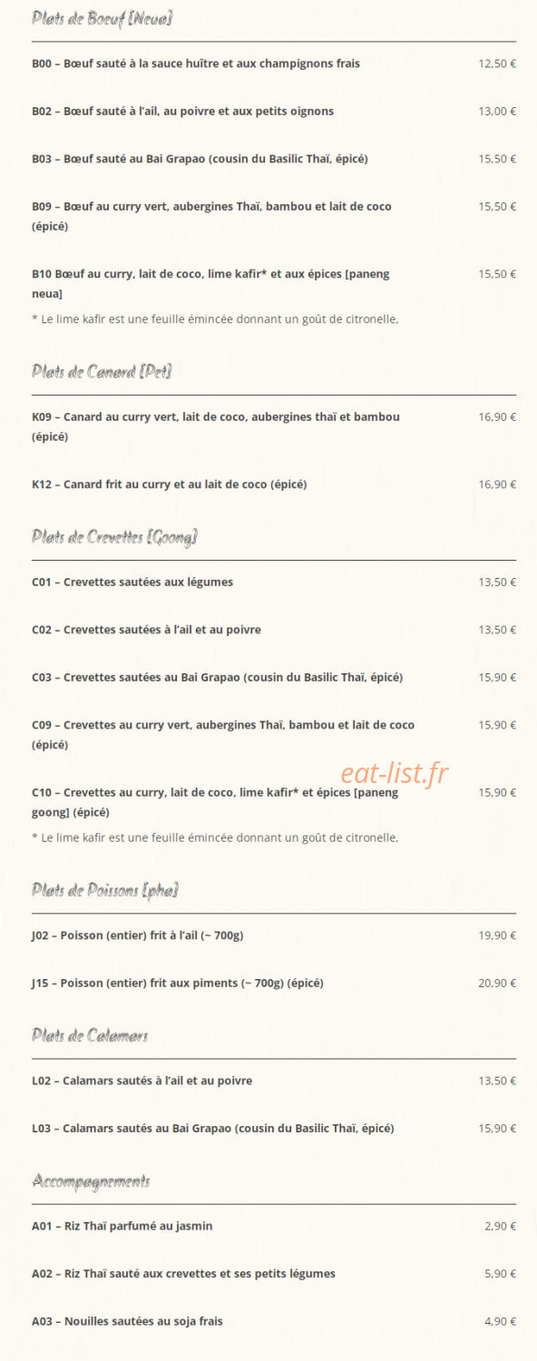 Chok Die Thai — carte page 3