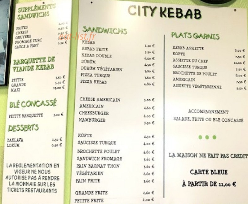 City Kebab — carte page 1
