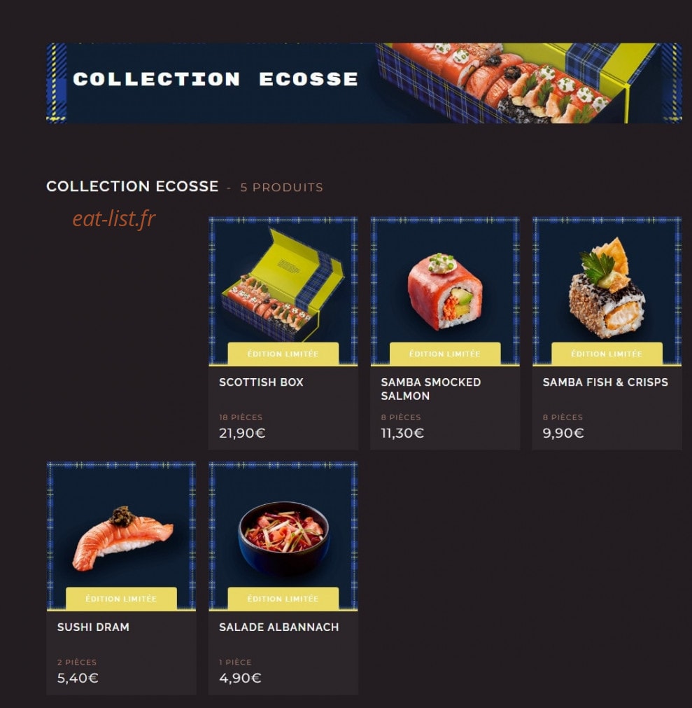 Côté Sushi — carte page 1