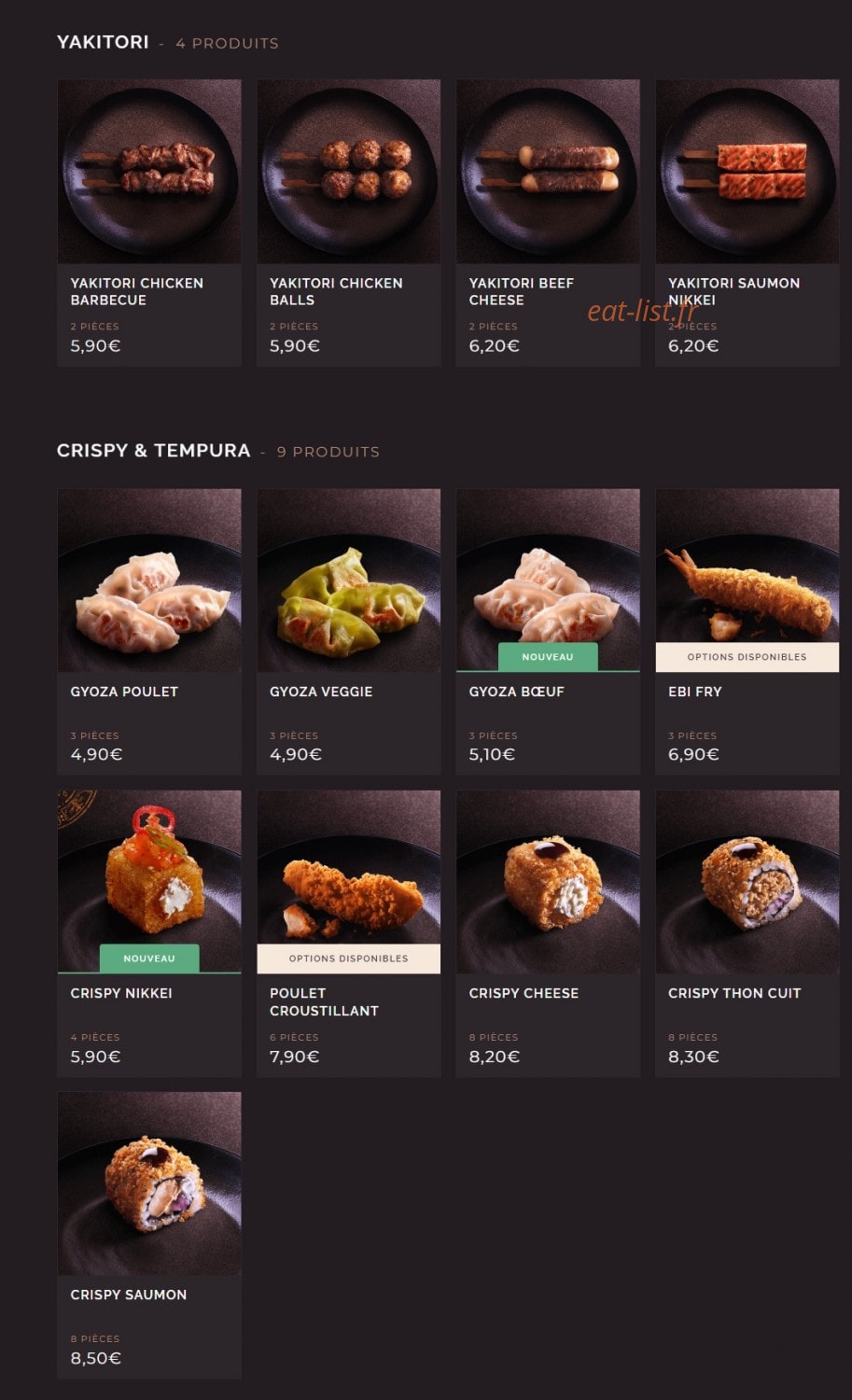 Côté Sushi — carte page 13