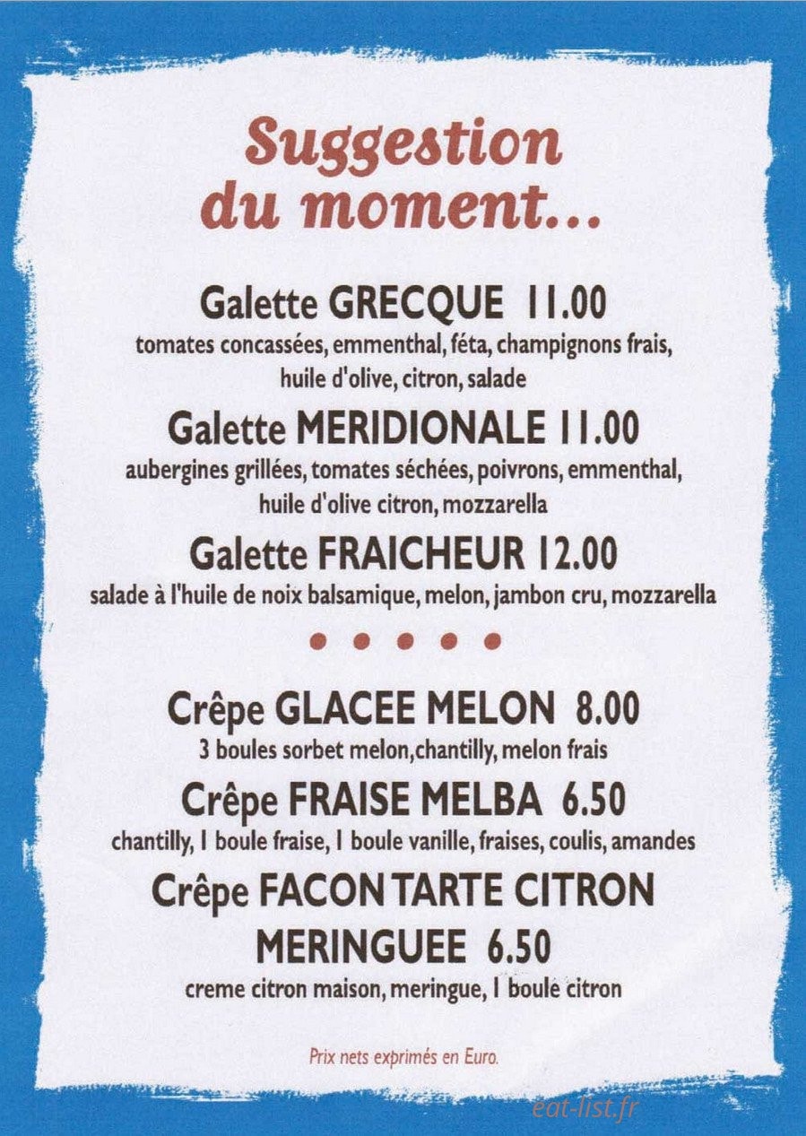 Crêperie Le Saint-Malo — carte page 1
