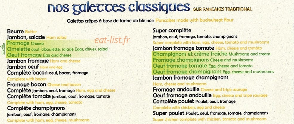 Crêperie Le Saint-Malo — carte page 2