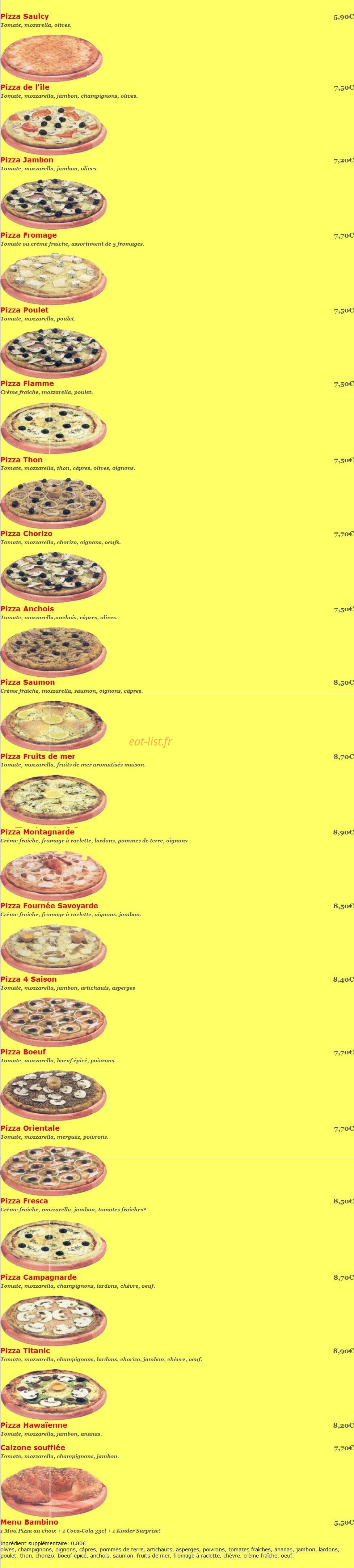 Croq'O Pizzas — carte page 1