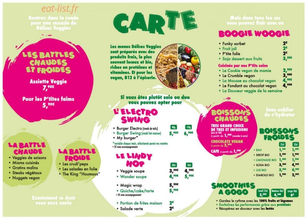 Délices Veggies — carte page 1