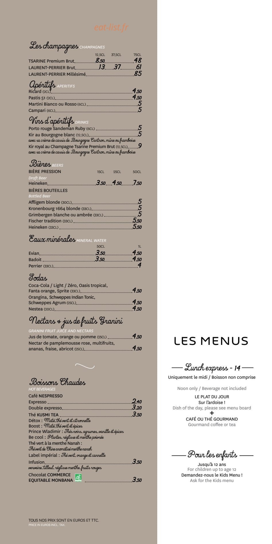Gourmet Bar — carte page 2