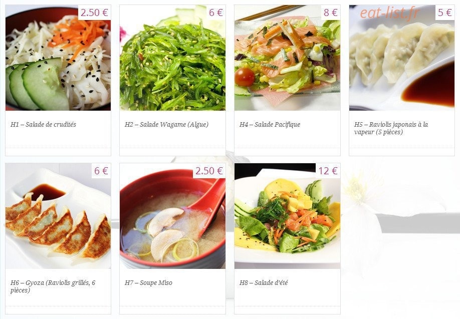 Kyou Sushi — carte page 1