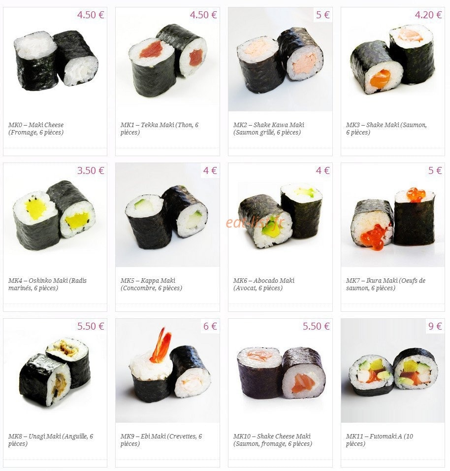 Kyou Sushi — carte page 2