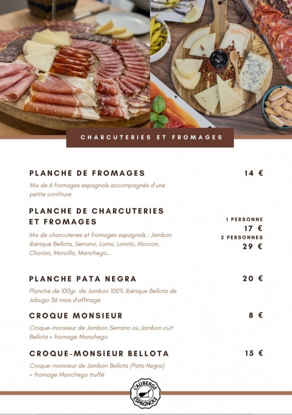 L'Auberge Espagnole — carte page 1