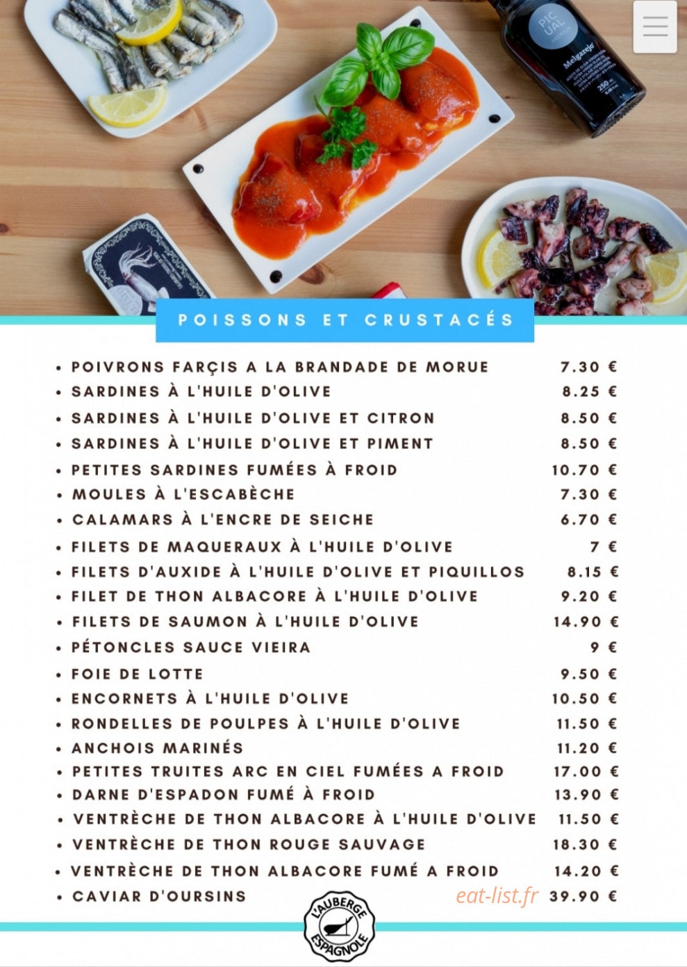 L'Auberge Espagnole — carte page 2