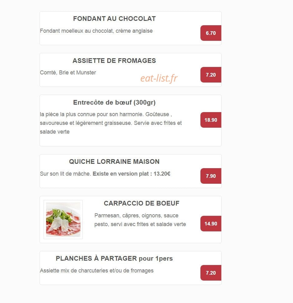 La Cantine de la Place — carte page 8