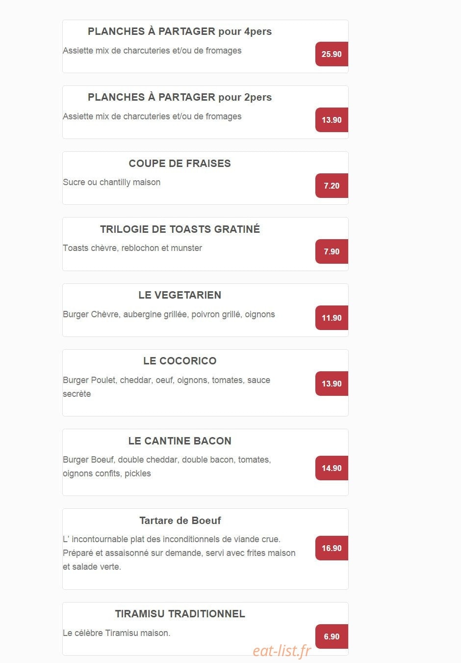 La Cantine de la Place — carte page 7
