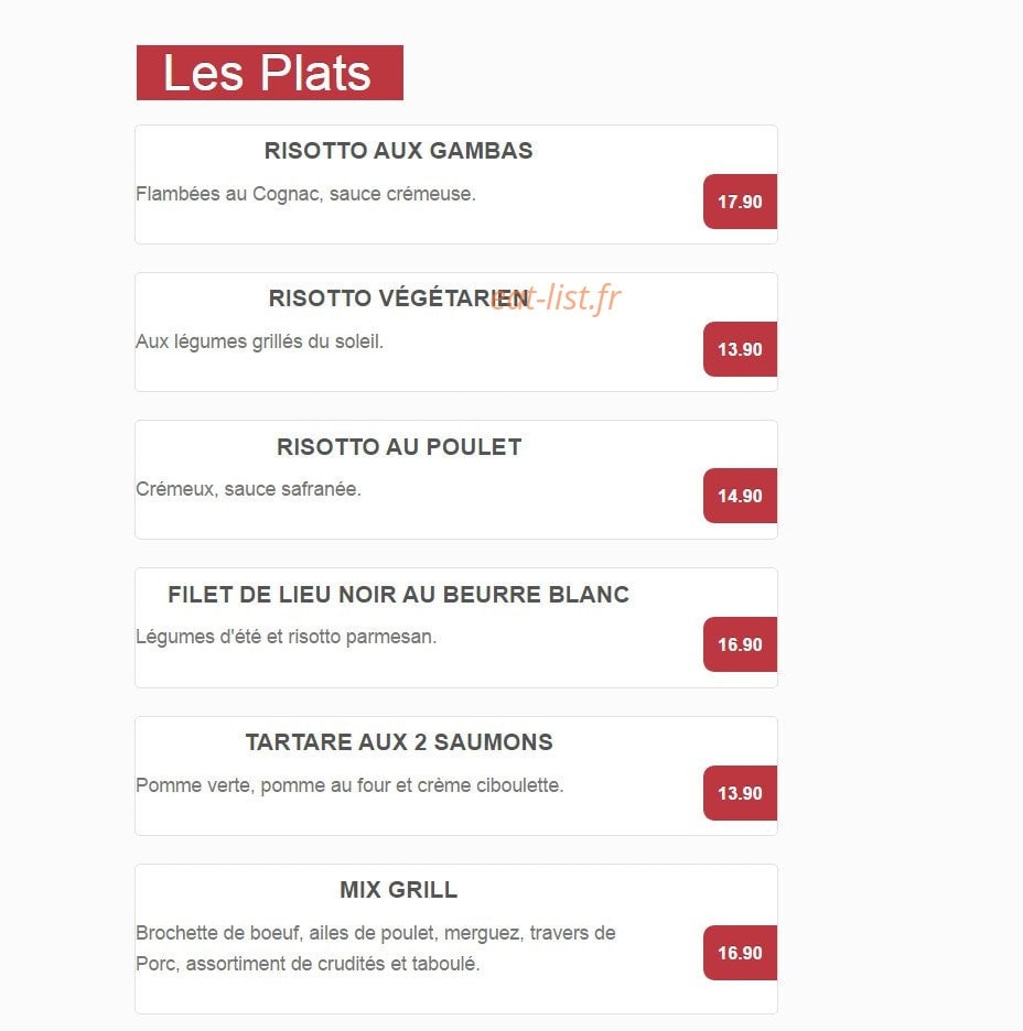 La Cantine de la Place — carte page 2