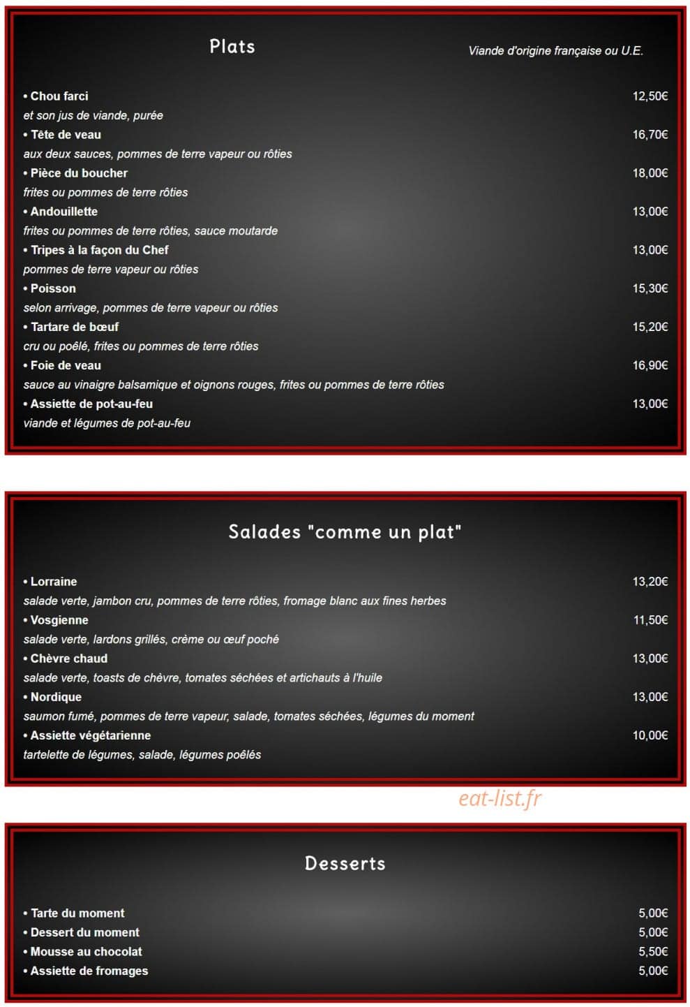 La Cave des Trappistes — carte page 1