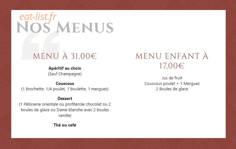 La Couscoussière — carte page 2